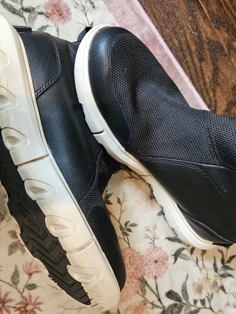 Sorel Black and White Slip-On Zip Ankle Boots for Women
